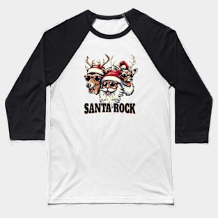 Print Design Christmas Santa Claus Rock Baseball T-Shirt